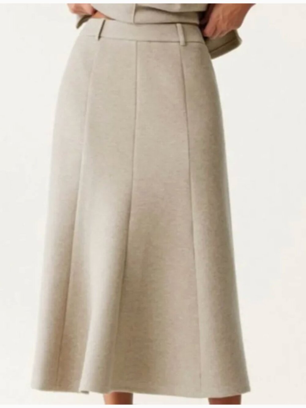 OGL FuzzLuxe Soft Cozy Wool Blend High Waisted Umbrella Hem Midi Skirt Size L